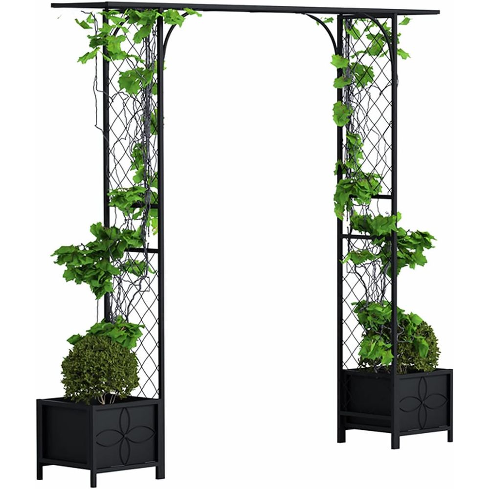 Plants X - Outdoor Decorative Garden Arbor with Planters,